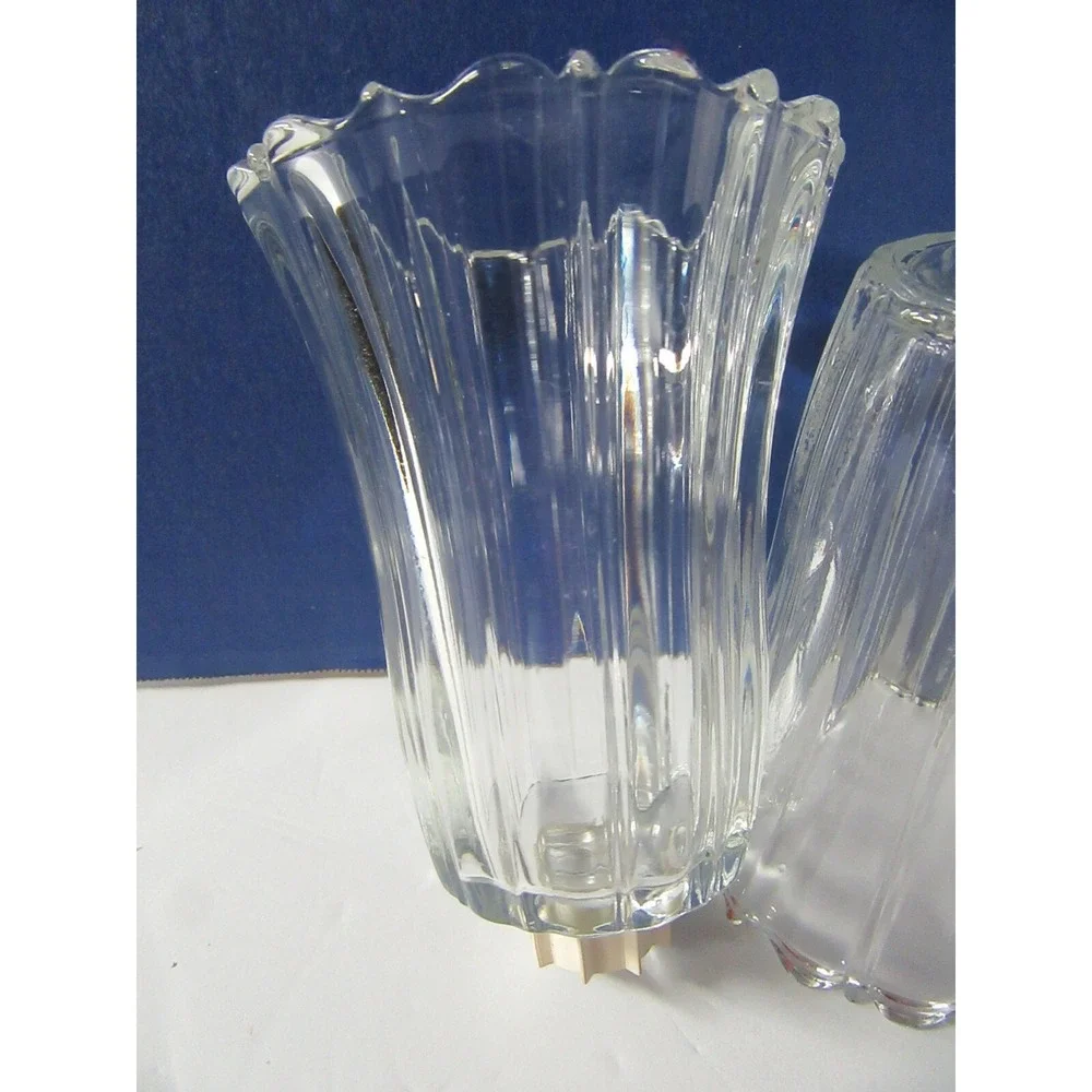 Vintage Votive Cups Peg Candle Ribbed Glass Pattern Homco W/Grippers Set of 2